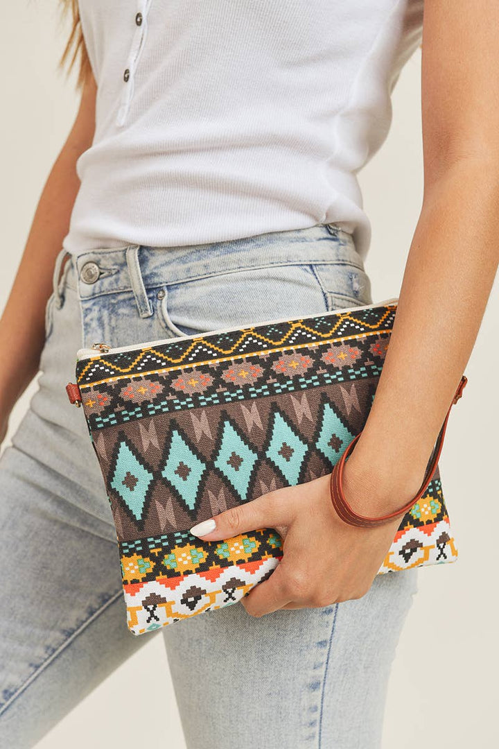 Aztec Crossbody & Wristlet Bag