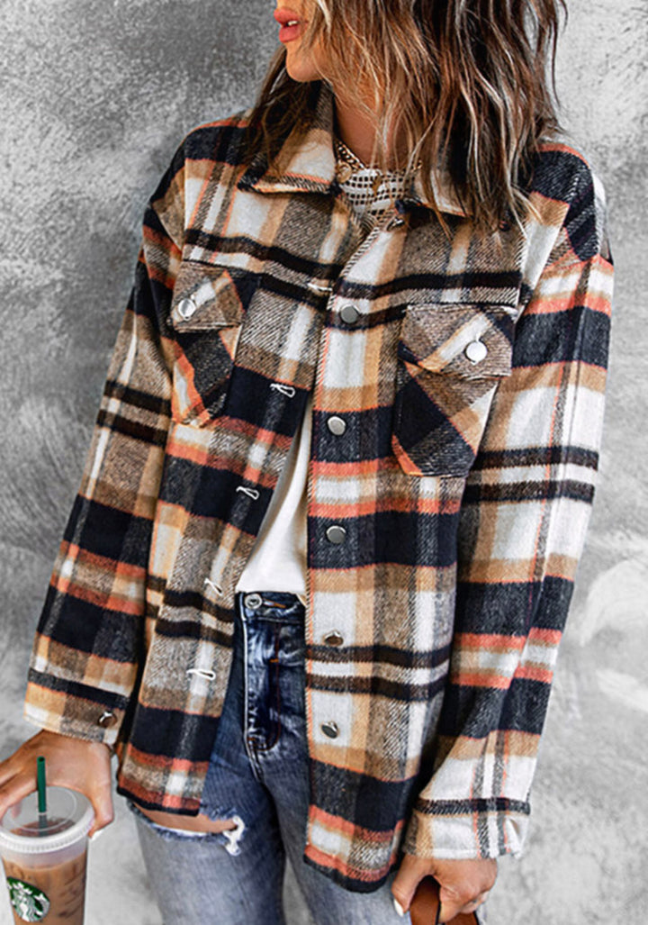 Blue Geometric Plaid Shacket