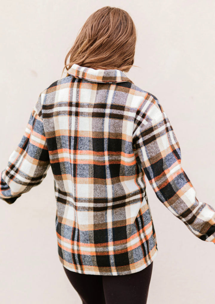 Blue Geometric Plaid Shacket