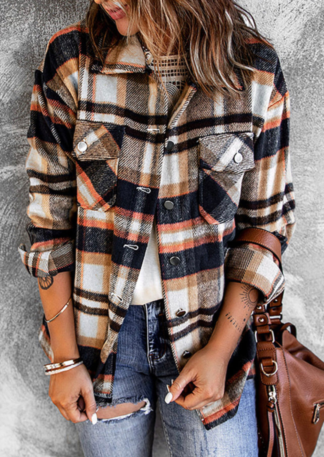 Blue Geometric Plaid Shacket