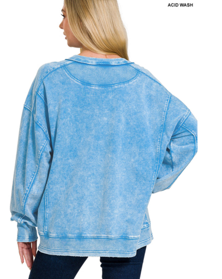 French Terry Acid Wash Pullover