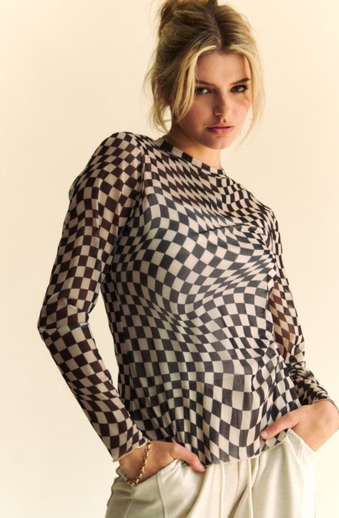 Checkered Mesh Top