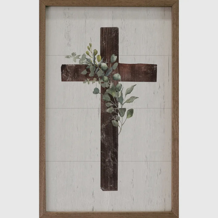 Kendrick Home Cross with Greenery 10x16