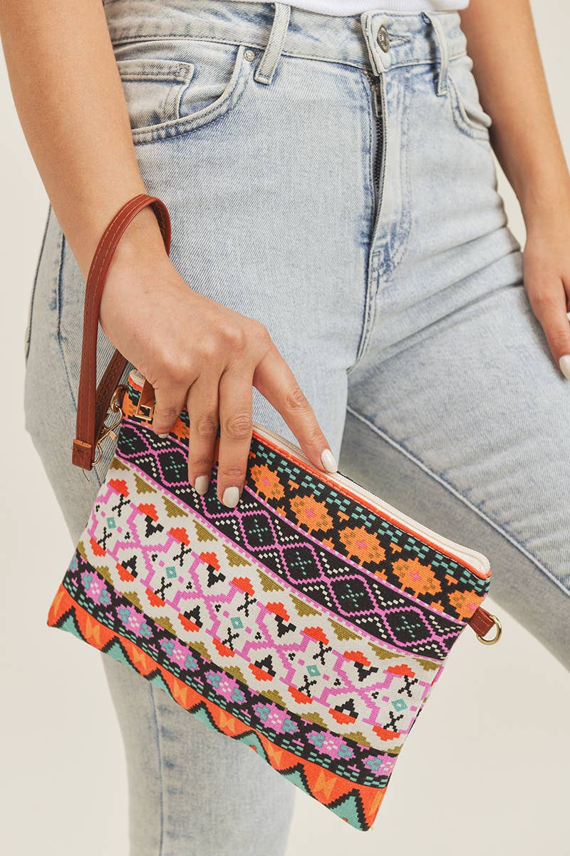 Aztec Crossbody & Wristlet Bag